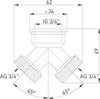 Universal Y-Stück 804034 IG 3/4 auf 2 AG 3/4, Messing Produktbild-Vorschau 1