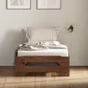 A bedroom setting with a single bed, pillow, and blanket. Produktbild-Vorschau