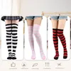 4 Paar Gestreifte Overknees Strümpfe Damen Baumwolle Produktbild-Vorschau 5