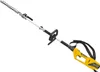 A long-reach hedge trimmer and grass trimmer attachment is shown against a white background. Produktbild-Vorschau