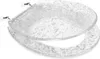 A clear, professional studio shot of a transparent toilet seat with silver glitter embedded within it. Produktbild-Vorschau