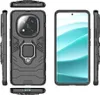 Multiple views of a black phone case with a ring holder, shown alongside a smartphone. Náhled obrázku produktu