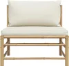 vidaXL Garten-Mittelsofa mit Kissen Cremeweiß Bambus Produktbild-Vorschau 3