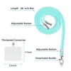 A diagram showing a turquoise phone lanyard with labels indicating its features and dimensions. Náhled obrázku produktu