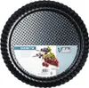 A black fluted tart tin with a speckled finish, shown from a top-down perspective, with a label featuring a slice of berry tart and brand logo. Produktbild-Vorschau
