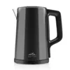 A studio shot of a black electric kettle on a white background.