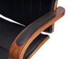 Close-up of the armrest of a black office chair with wooden accents. Podgląd zdjęcia produktu