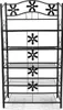 A black metal shelf unit with five shelves, decorated with flower-like ornaments. Náhled obrázku produktu