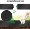 Illustration showing how to connect garden edging pieces, with a close-up detail and a hand installing the edging. Náhled obrázku produktu