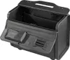 An open black pilot case with multiple compartments and pockets. Produktbild-Vorschau