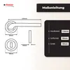 Diagrams and measurements of a door handle set, along with a title indicating it's a measurement guide. Produktbild-Vorschau