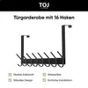 TOJ Living Deurgarderobe zwart – RVS deurhakenlijst met 16 Productafbeelding-voorbeeld 3