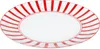A white oval plate with red stripes. Podgląd zdjęcia produktu