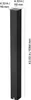 A black metal post with dimensions indicated by text overlays. Voir les images du produit