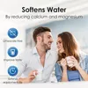 A couple enjoying drinks, with icons and text highlighting water softening benefits. Anteprima dell’immagine prodotto