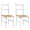 Two white and wood chairs are shown against a white background.