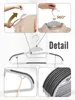 Collage of images showing a set of gray plastic clothes hangers and how they are used. Produktbild-Vorschau