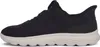 A side view of a navy blue Geox sneaker with a beige sole. Voir les images du produit