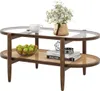 Table basse d'appoint avec plateau en verre et étagère en Voir les images du produit 3
