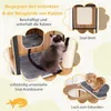 A collage of images showcasing a cat tree with different features and cats interacting with it. Podgląd zdjęcia produktu