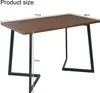 A diagram showing the dimensions of a rectangular table with a wooden top and black metal legs. Produktbild-Vorschau