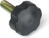 A close-up studio shot of a black knob with a threaded metal bolt. Podgląd zdjęcia produktu
