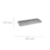 A grey wooden tray with dimensions indicated by lines and text. Produktbild-Vorschau