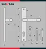 Technical drawing with dimensions of a door handle set. Náhled obrázku produktu