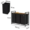 Zelsius Wäschesammler 3 Fächer, Schwarz, 92,5x33x72cm, Produktbild-Vorschau 7