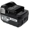 A black power tool battery pack with white and gray accents, shown from a slightly elevated angle against a white background. Anteprima dell’immagine prodotto
