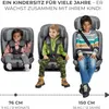 Three children of different ages are shown sitting in car seats to illustrate size progression. Anteprima dell’immagine prodotto