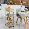 Relaxdays Küchenwagen, Bambus, Schublade, 3 Ablagen, Produktbild-Vorschau 2