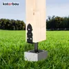 A wooden post secured to a concrete base with a metal bracket, set in a grassy lawn. Produktbild-Vorschau