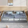 Two children's beds are shown side-by-side in a room with a light-colored wall and a rug on the floor. Anteprima dell’immagine prodotto