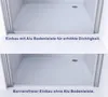 Two images of a shower enclosure, one showing installation with an aluminum base profile and the other showing barrier-free installation without it. Produktbild-Vorschau