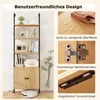 A multi-panel image showcasing a bookshelf with various decorative items and close-ups of its features. Podgląd zdjęcia produktu