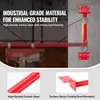 A close-up view of a red industrial-grade support pole for an electric hoist, mounted on a concrete wall. The image highlights the material and construction of the product, with inset images showing details of the carbon steel and rust-resistant coating. Náhľad obrázku produktu