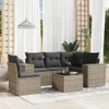 Design 6-tlg. Garten-Sofagarnitur mit Kissen Grau Poly Produktbild-Vorschau 1