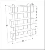 A technical drawing of a bookshelf with dimensions indicated. Produktbild-Vorschau