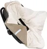 A baby car seat with a blanket draped over it. Produktbild-Vorschau