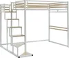 Zwischengeschoßbett 140 x 200 cm - Metall und MDF - Weiß + Produktbild-Vorschau 3