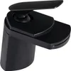 A black waterfall-style bathroom faucet is shown against a white background. Produktbild-Vorschau