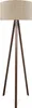 A floor lamp with a tripod base and a fabric shade. Anteprima dell’immagine prodotto