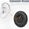 An illustration of an ear and a headphone earpad with musical notes, suggesting sound and comfort. Produktbild-Vorschau