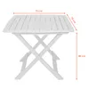 A white folding table with dimensions indicated. Anteprima dell’immagine prodotto