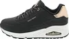 Side view of a black Skechers sneaker with rose gold accents. Náhled obrázku produktu
