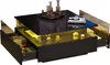 A modern black coffee table with LED lighting and multiple storage compartments. Produktbild-Vorschau