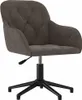 A dark gray velvet office chair with a black base and five legs.
