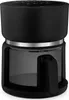 A black air fryer with a glass carafe sits on a white background. Produktbild-Vorschau