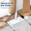A person is using a mop on different floor surfaces, including wood and carpet. Produktbild-Vorschau